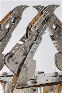 Close-up of two finger linkages above the platform
